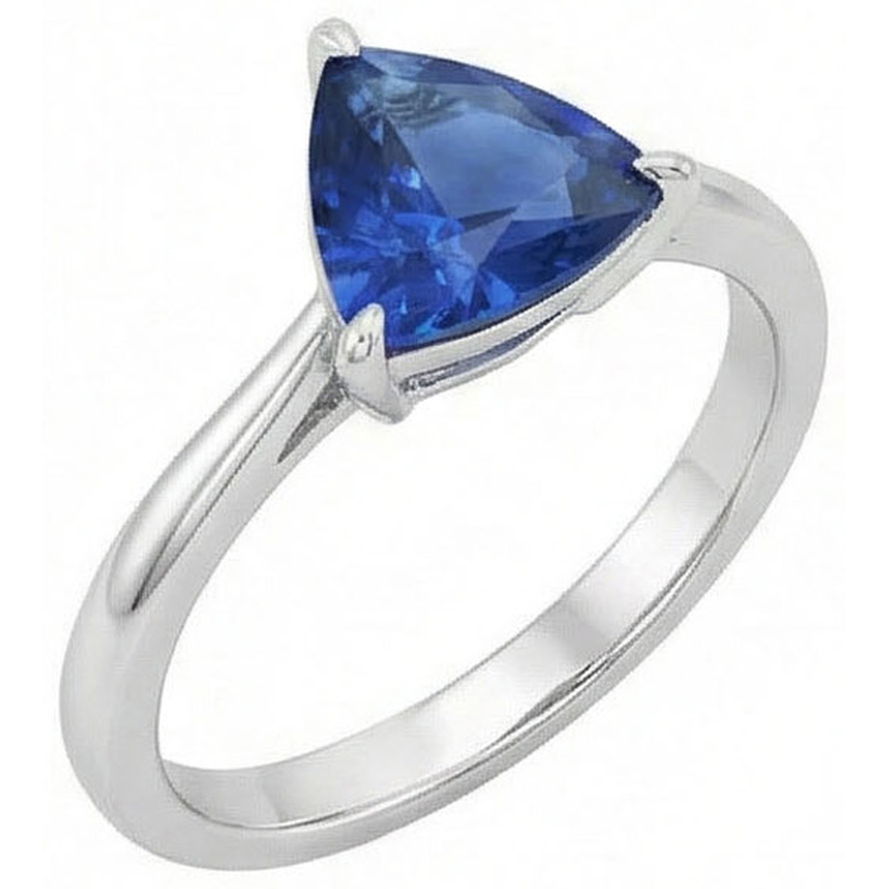 Solitaire Trillion Deep Blue Sapphire 1.50 Carats Prong Set Jewelry