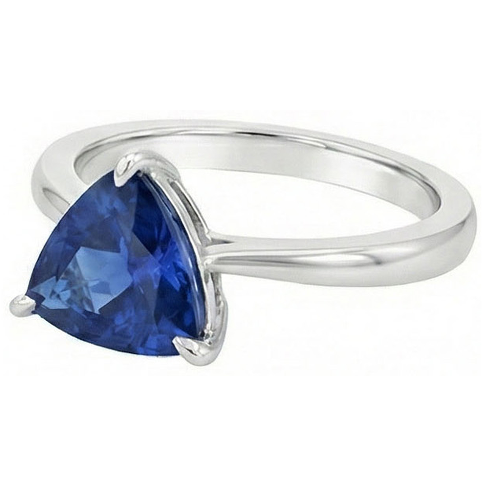 Solitaire Trillion Deep Blue Sapphire 1.50 Carats Prong Set Jewelry