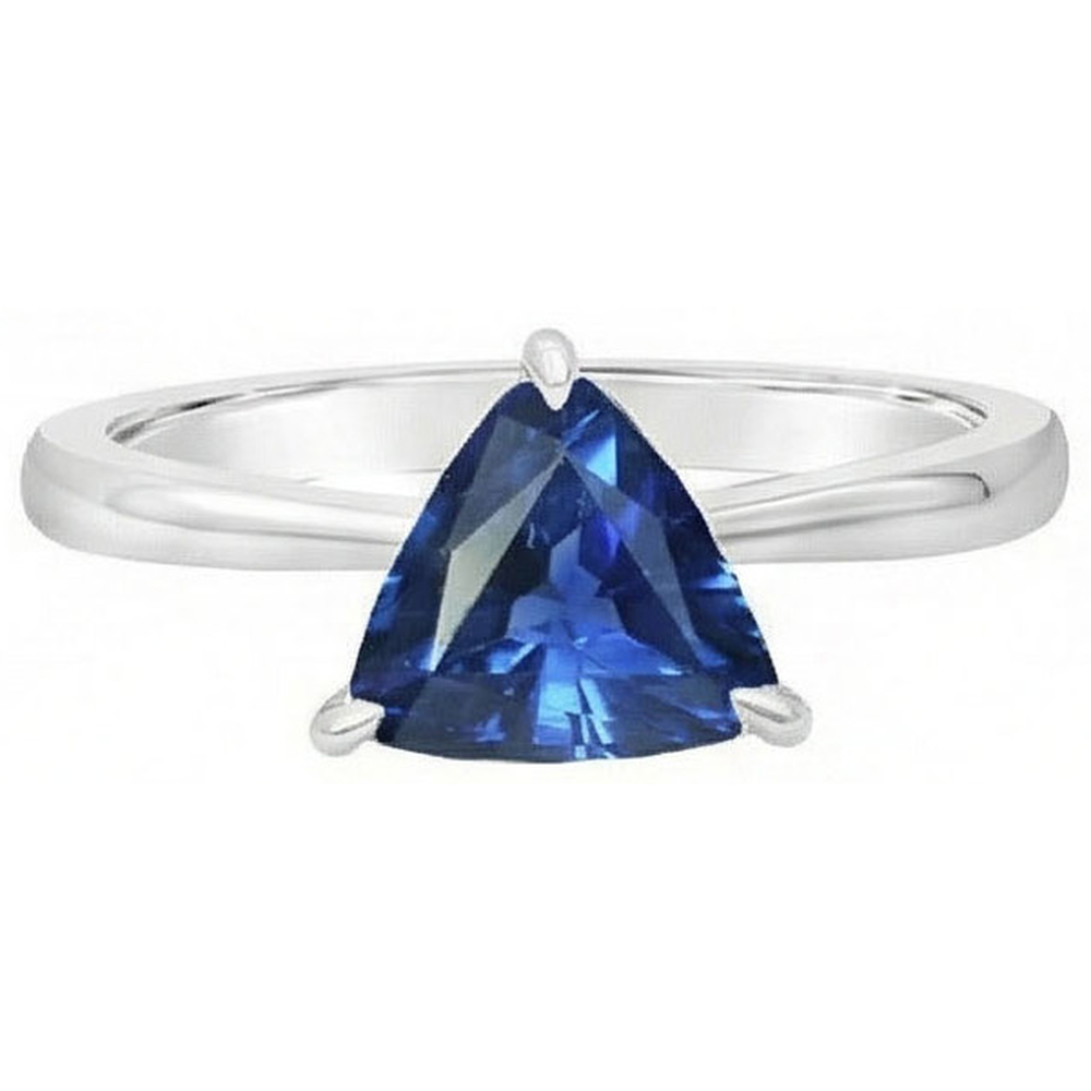 Solitaire Trillion Deep Blue Sapphire 1.50 Carats Prong Set Jewelry