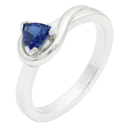 Solitaire Trillion V Prong Blue Sapphire Ring 0.50 Carats