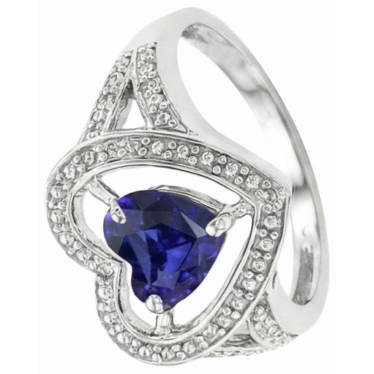 Solitaire Vintage Style Heart Cut Blue Sapphire Ring 1.50 Carats