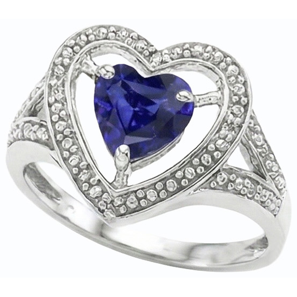 Solitaire Vintage Style Heart Cut Blue Sapphire Ring 1.50 Carats