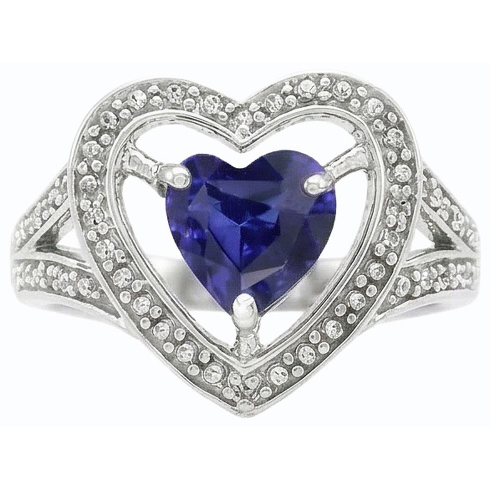 Solitaire Vintage Style Heart Cut Blue Sapphire Ring 1.50 Carats