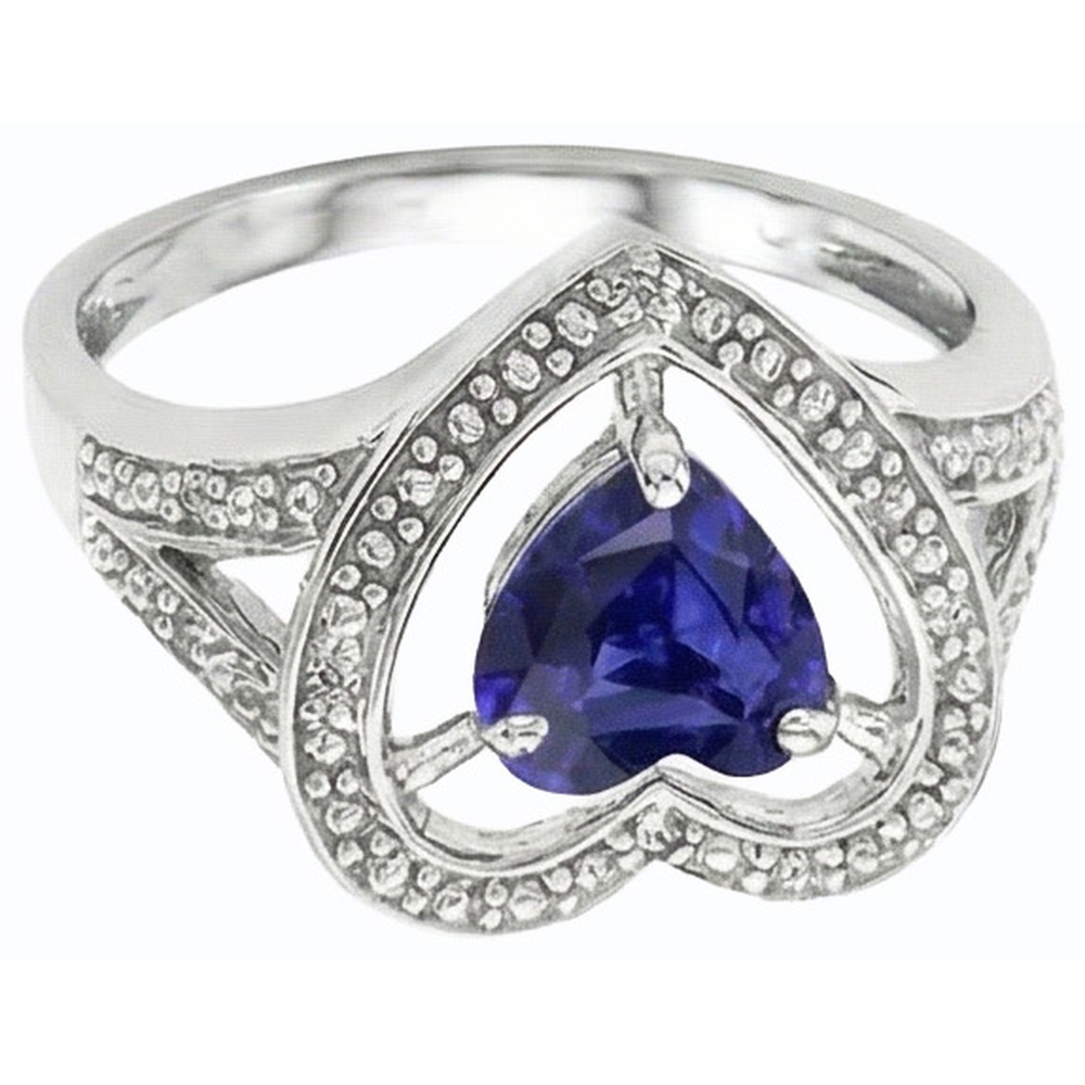 Solitaire Vintage Style Heart Cut Blue Sapphire Ring 1.50 Carats