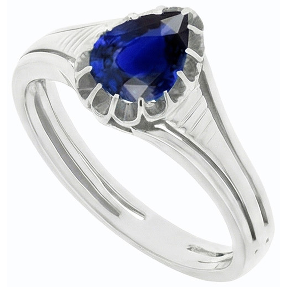 natural pear sapphire 2ct ring top view