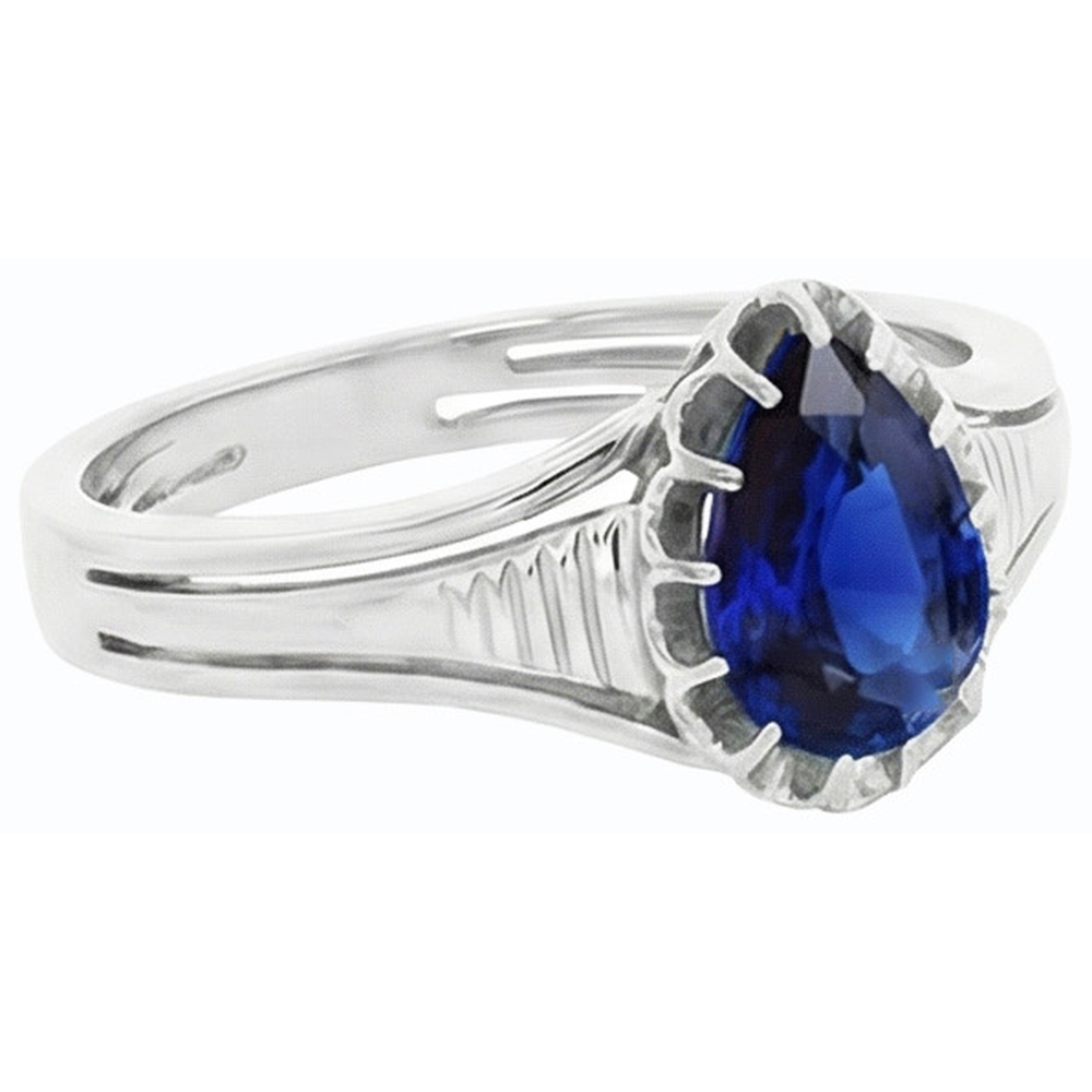 natural pear sapphire 2ct ring profile view