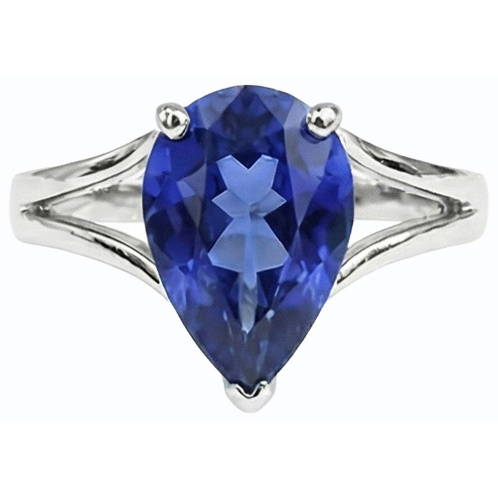 natural pear sapphire 3ct ring close up detail