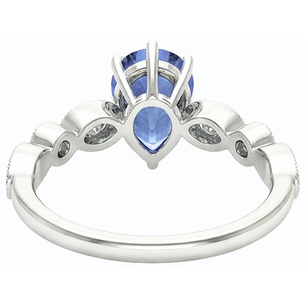 natural round sapphire 2.50ct ring close up detail