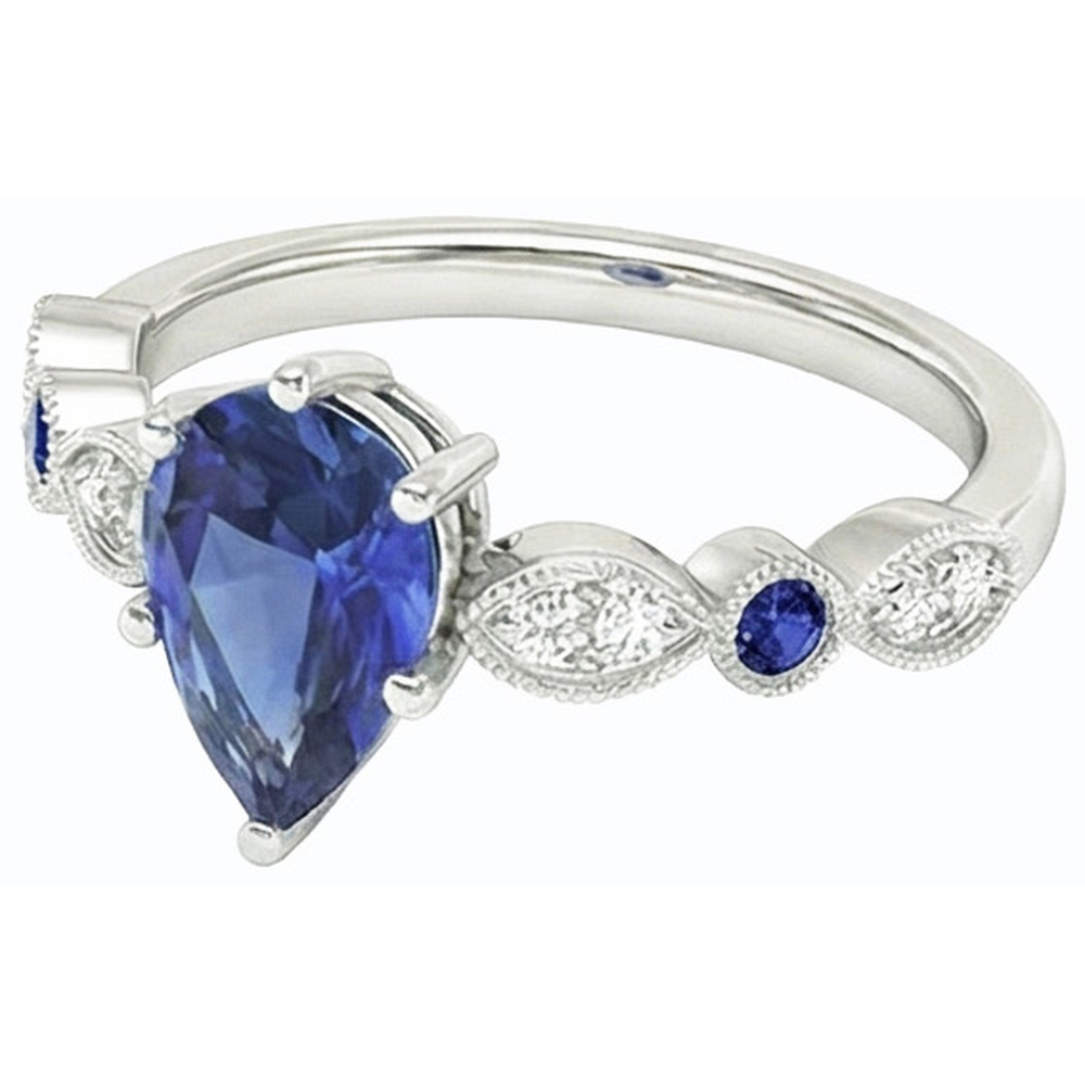 natural round sapphire 2.50ct ring top view