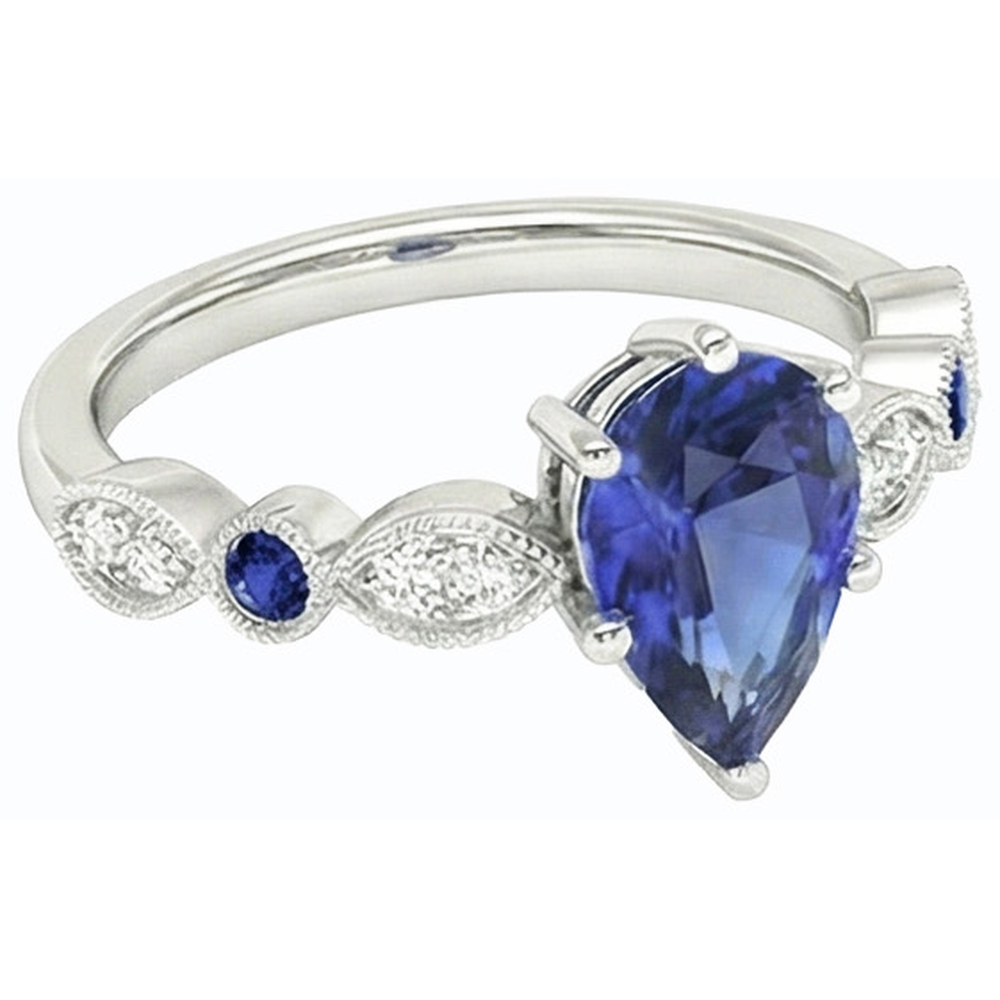 natural round sapphire 2.50ct ring profile view