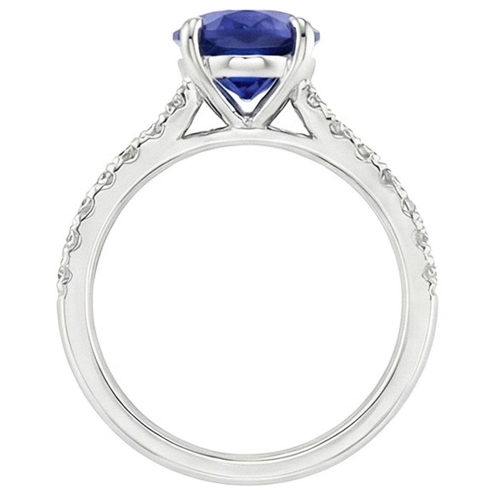 natural round sapphire 4.50ct ring side angle