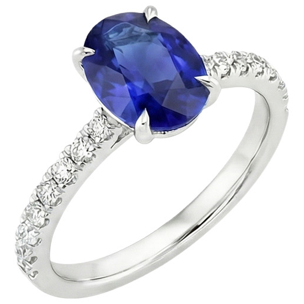 natural round sapphire 4.50ct ring close up detail