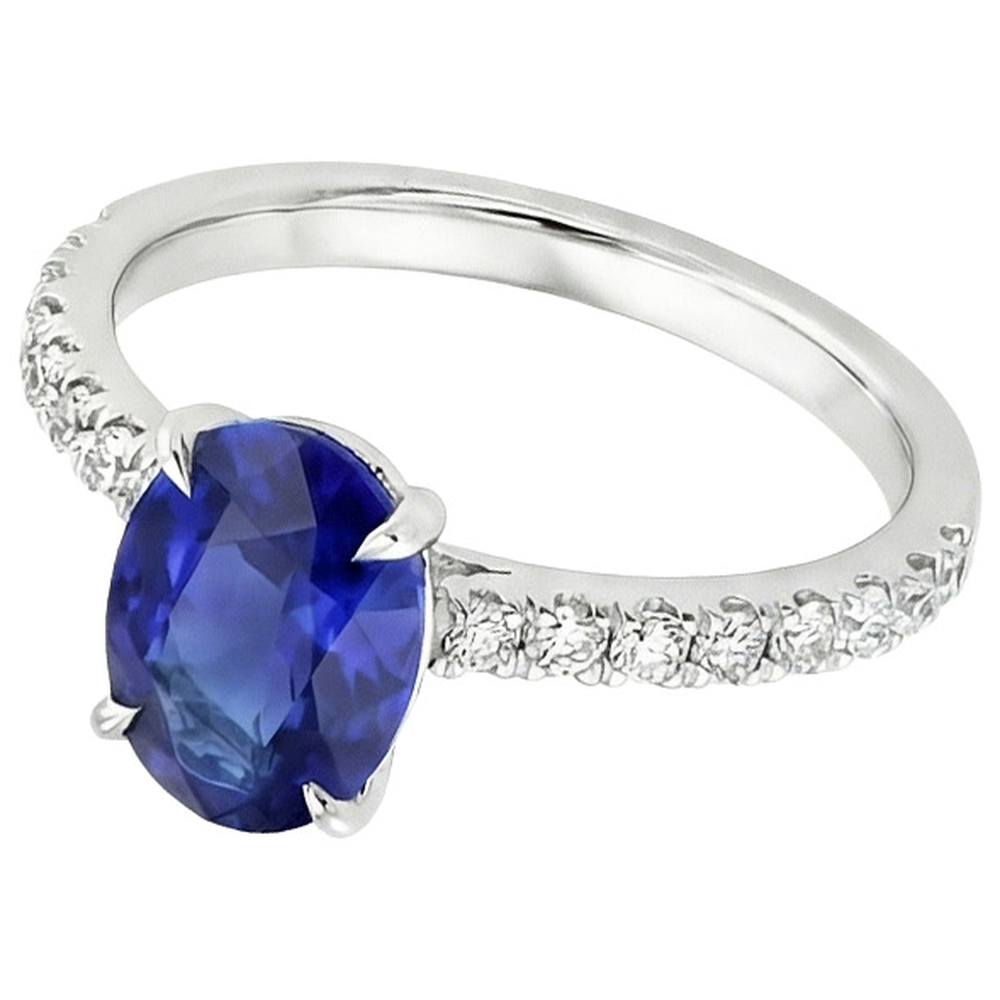 natural round sapphire 4.50ct ring top view