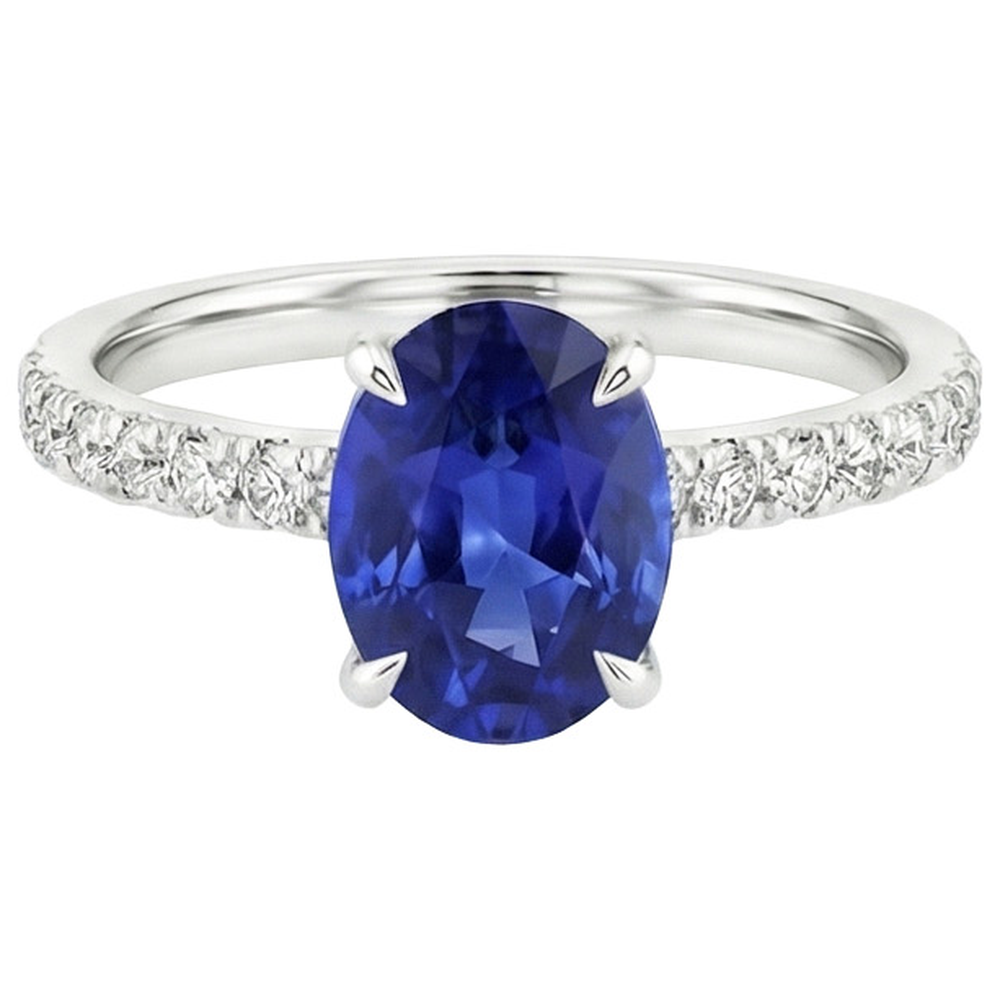 natural round sapphire 4.50ct ring profile view