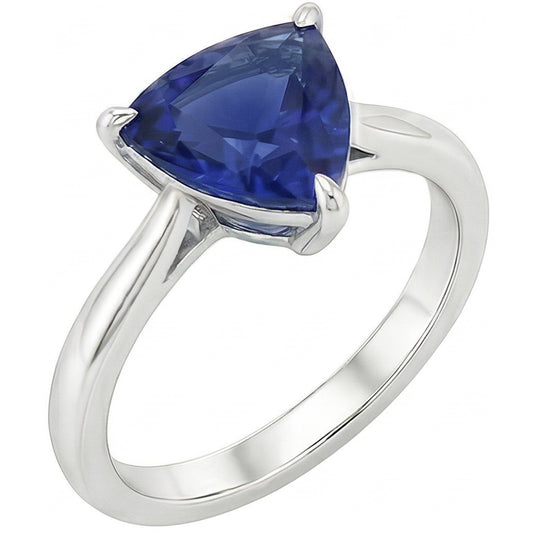 Solitaire Wedding Ring Trillion Deep Blue Sapphire 1.50 Carats
