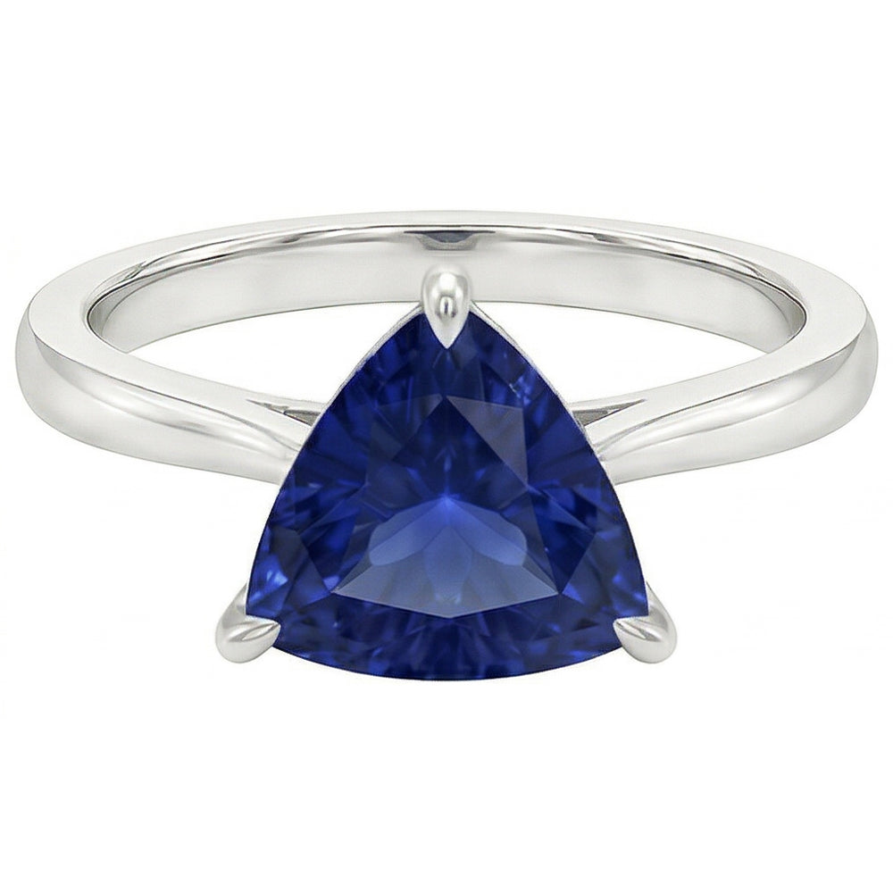 Solitaire Wedding Ring Trillion Deep Blue Sapphire 1.50 Carats