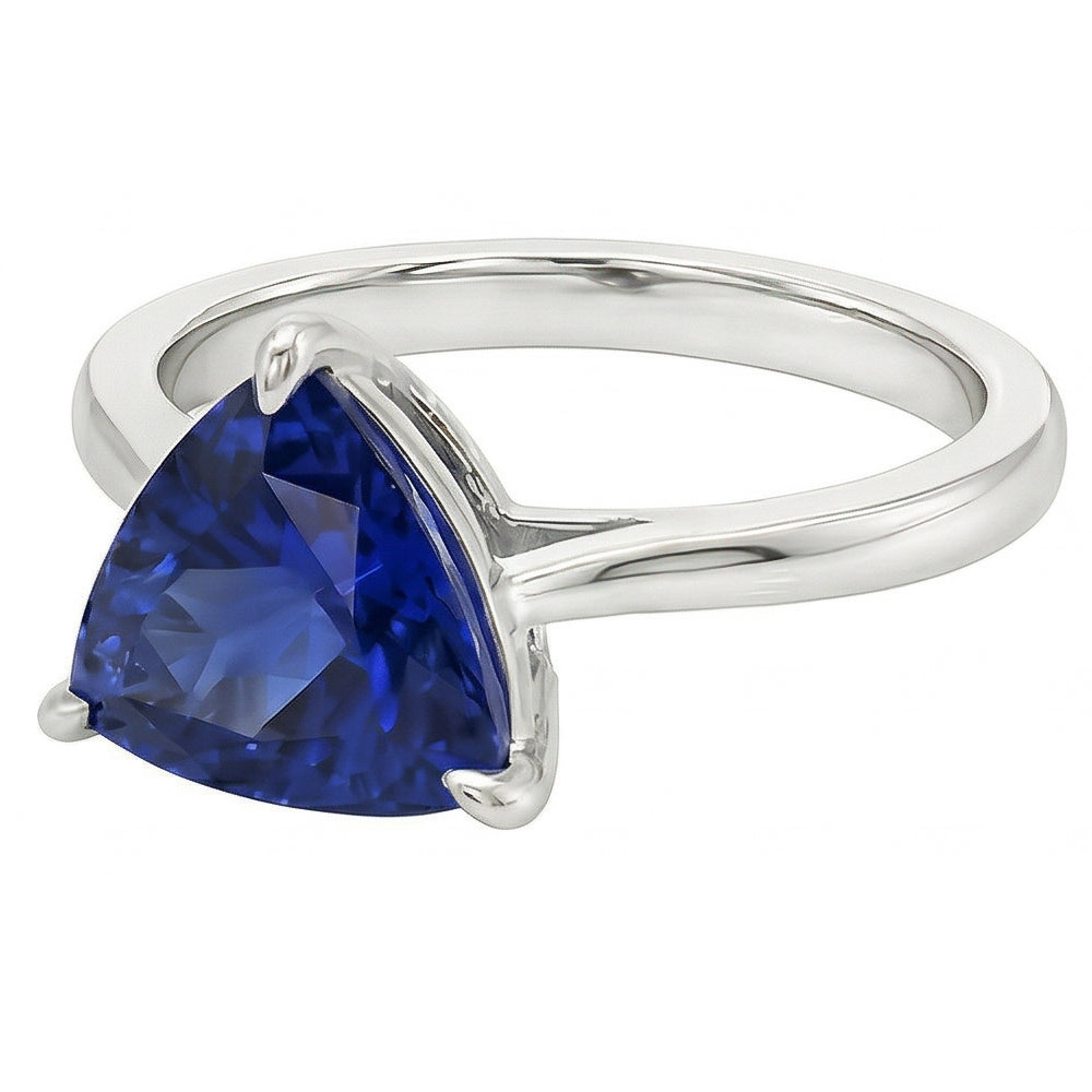 Solitaire Wedding Ring Trillion Deep Blue Sapphire 1.50 Carats