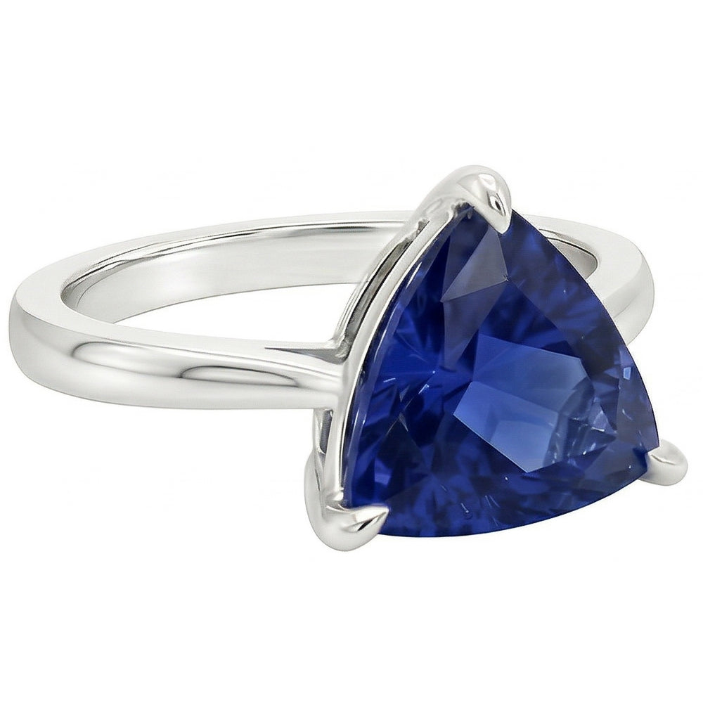 Solitaire Wedding Ring Trillion Deep Blue Sapphire 1.50 Carats