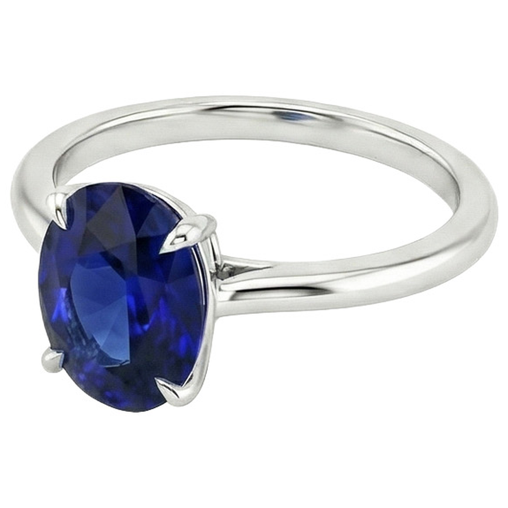 Solitaire Wedding Ring White Gold Blue Sapphire 3 Carats