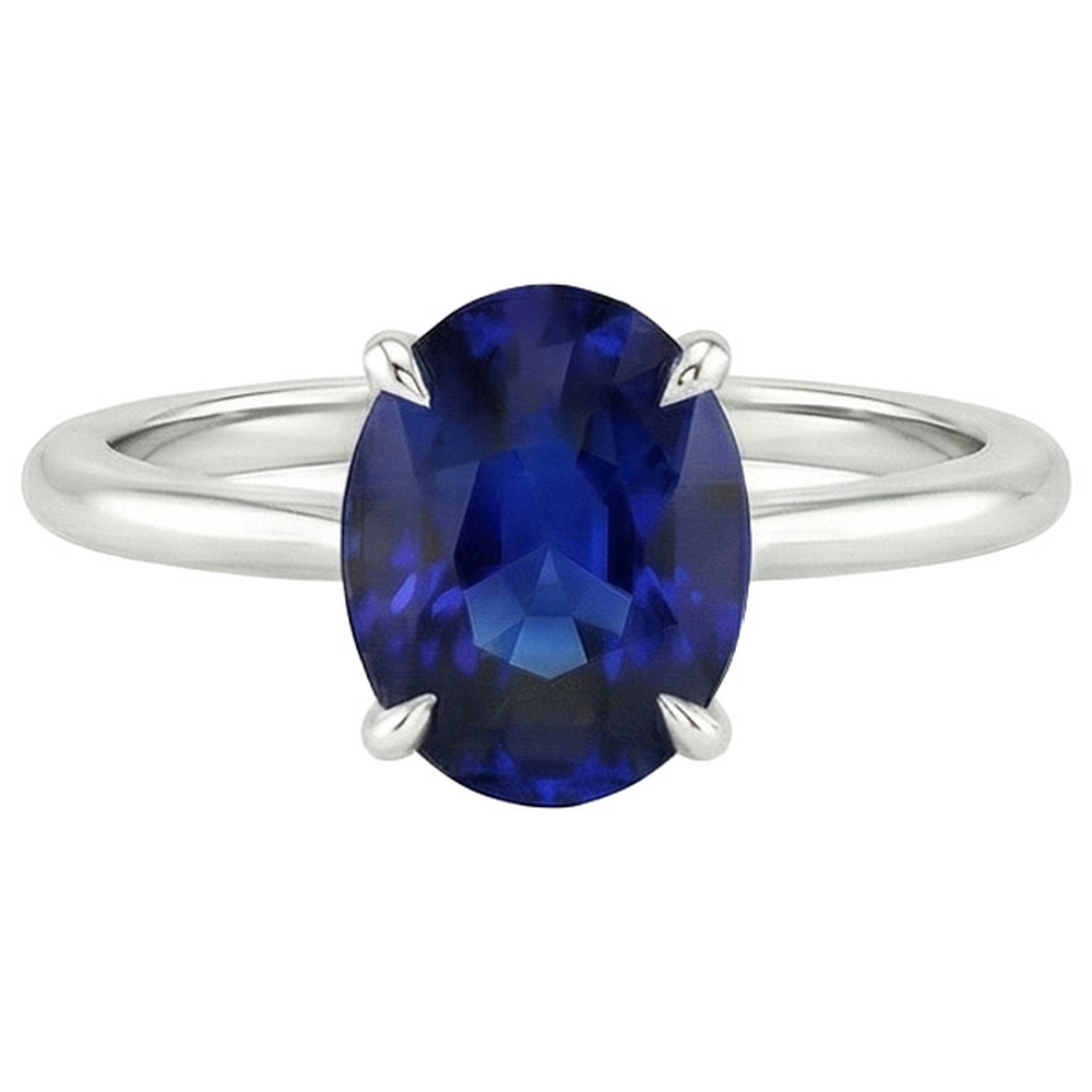 Solitaire Wedding Ring White Gold Blue Sapphire 3 Carats