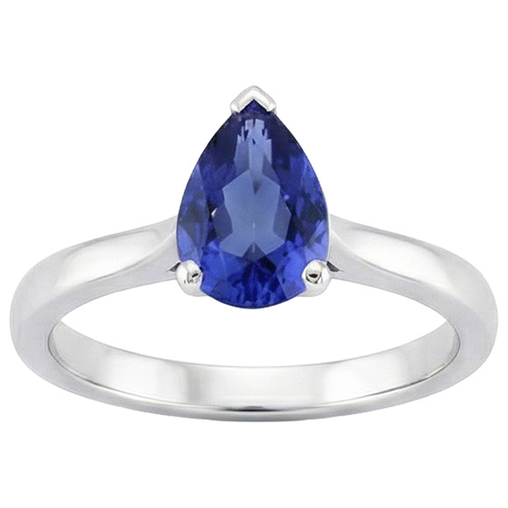 Solitaire White Gold Sri Lankan Sapphire Ring 2.50 Carats