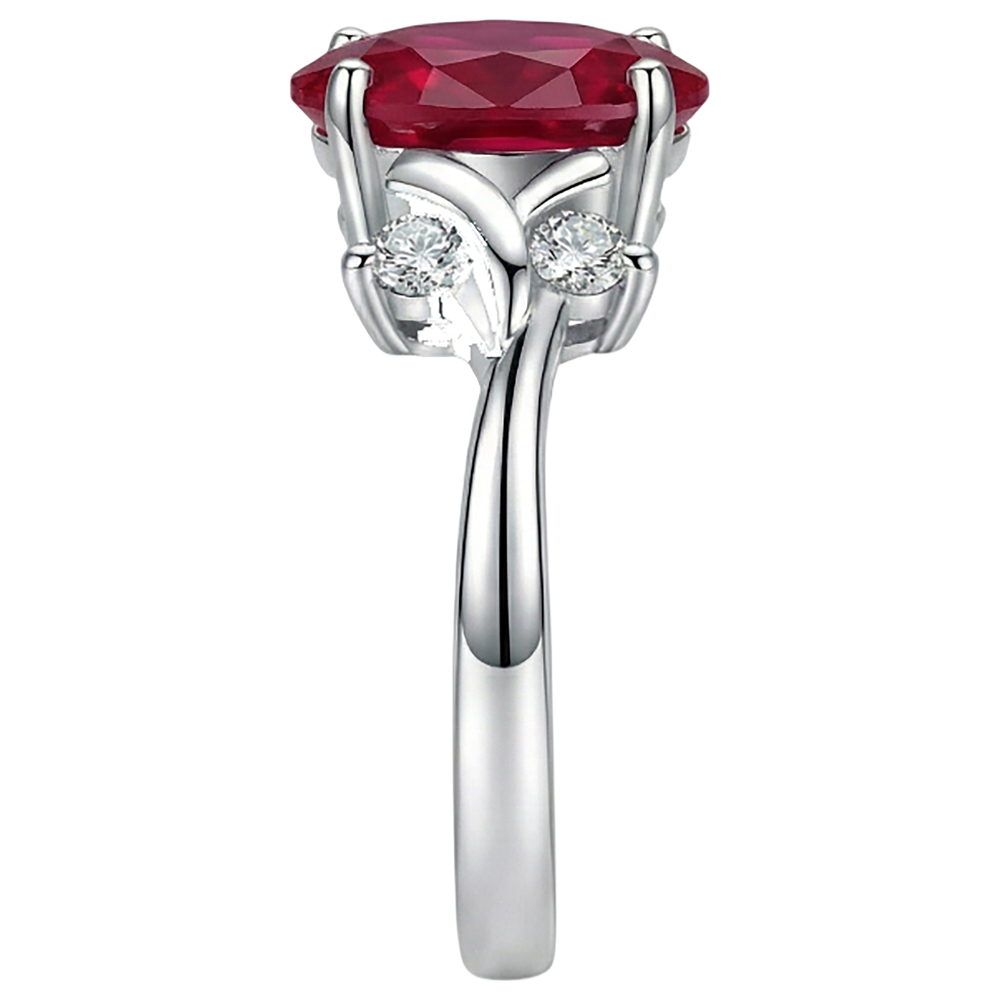 Solitaire With Accent 1.70 Ct. Ruby And Natural Earth Mined Diamond ( Not Lab Grown ) s Ring White Gold 14K