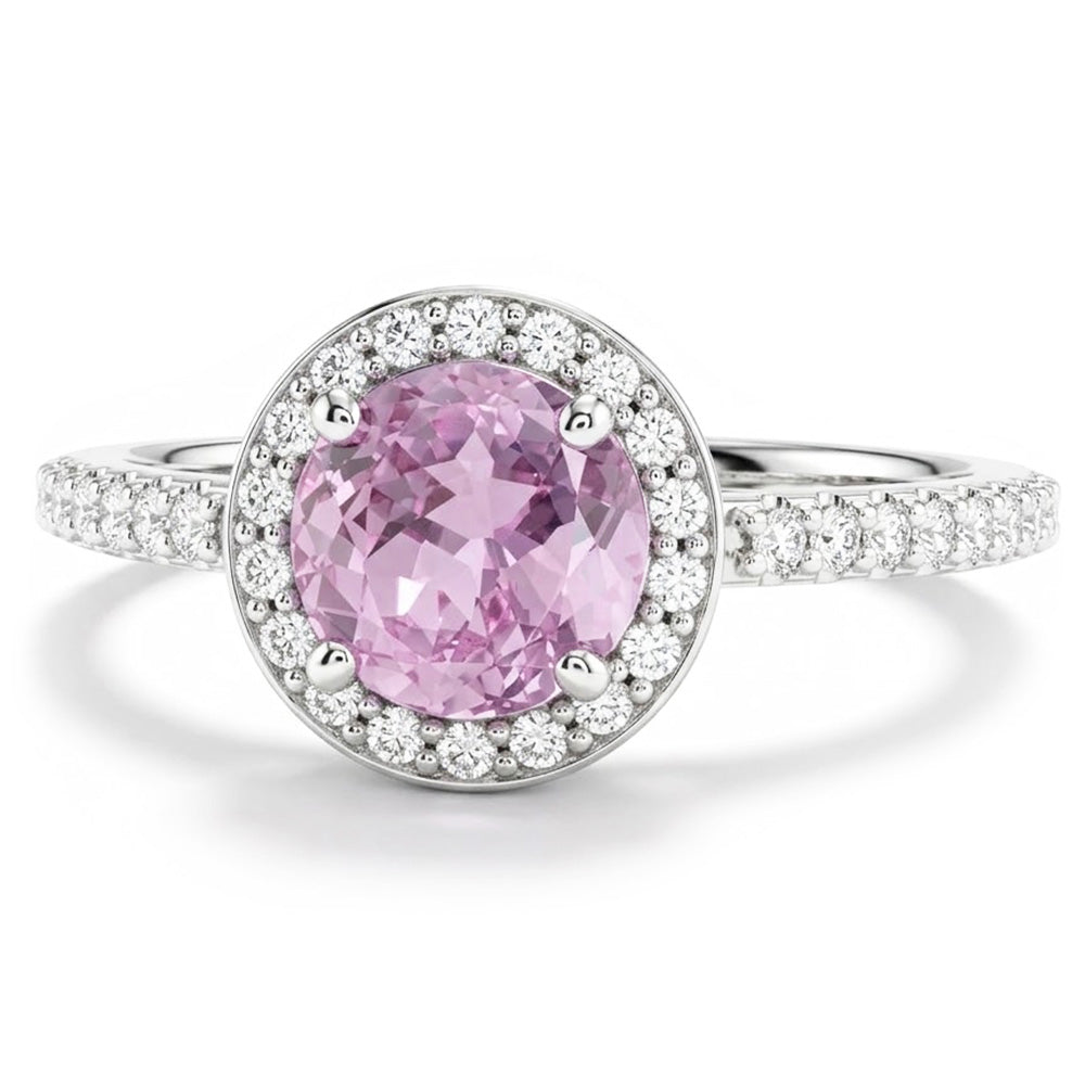 Solitaire With Accent 12.34 Carats Kunzite With Natural Earth Mined Diamond ( Not Lab Grown )s Ring Gold