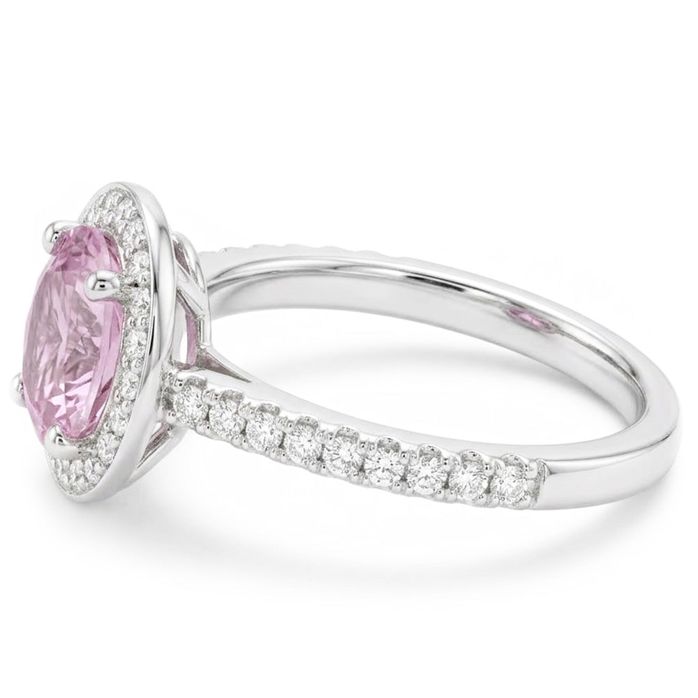 Solitaire With Accent 12.34 Carats Kunzite With Natural Earth Mined Diamond ( Not Lab Grown )s Ring Gold