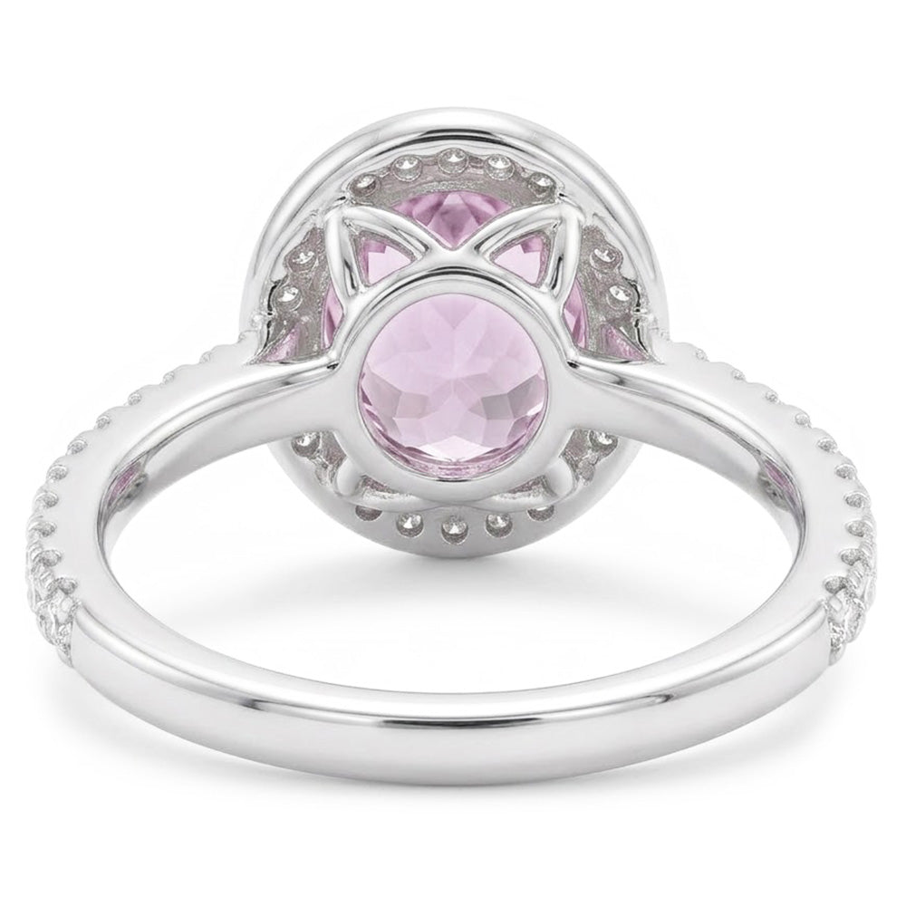 Solitaire With Accent 12.34 Carats Kunzite With Natural Earth Mined Diamond ( Not Lab Grown )s Ring Gold