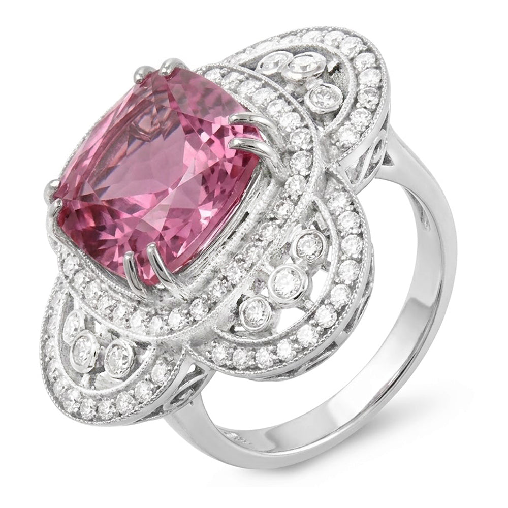Solitaire With Accent 12 Carats Kunzite With Natural Earth Mined Diamond ( Not Lab Grown )s Ring Gold