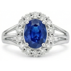 Solitaire With Accent 2.40 Carats Ceylon Sapphire With Natural Earth Mined Diamond ( Not Lab Grown )s Ring