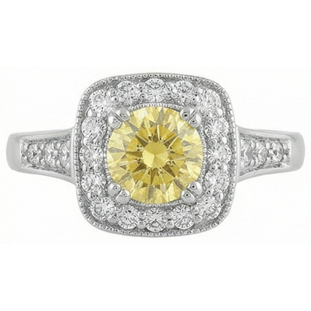 Solitaire With Accent 3.5 Ct Yellow Sapphire And Natural Earth Mined Diamond ( Not Lab Grown )s Ring