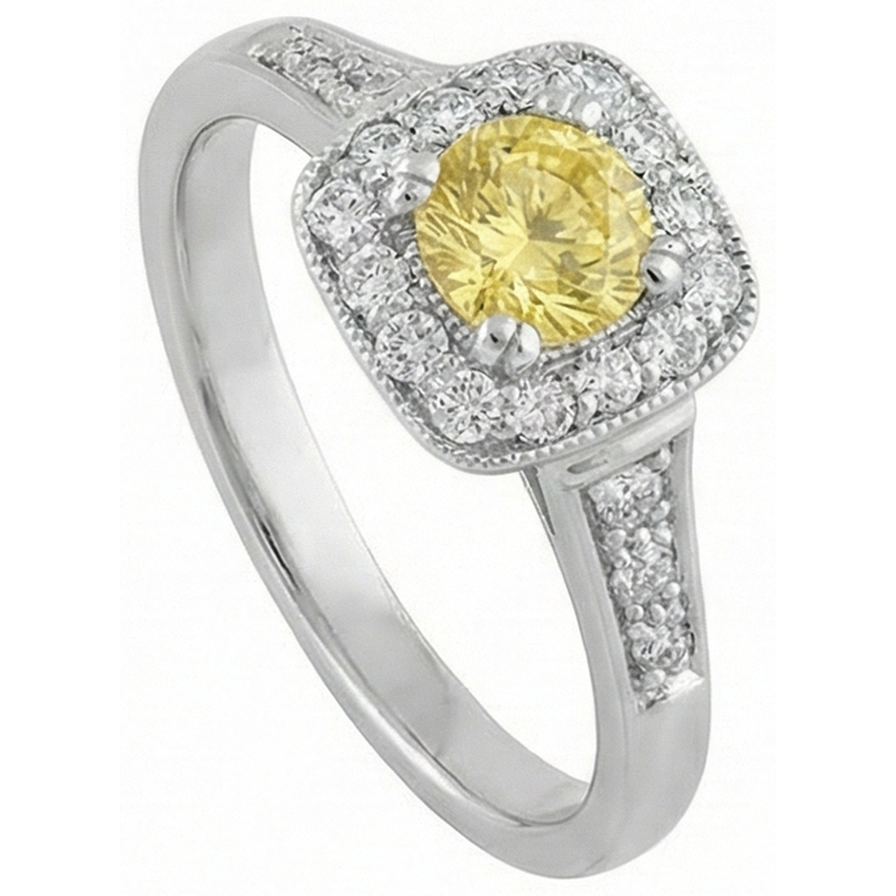 Solitaire With Accent 3.5 Ct Yellow Sapphire And Natural Earth Mined Diamond ( Not Lab Grown )s Ring
