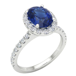 Natural Sapphire Ring 3.50ct - White Gold 14K
