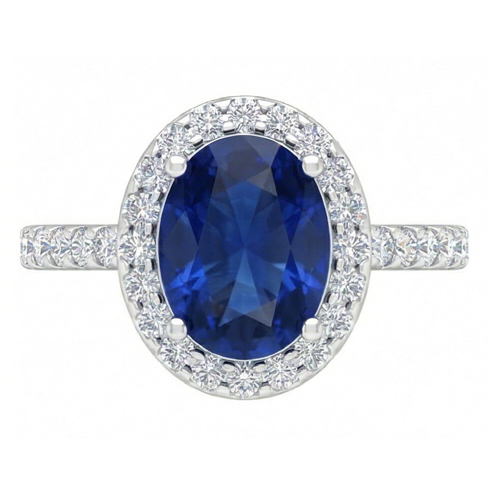 natural round sapphire 3.50ct ring close up detail