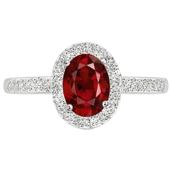 Solitaire With Accent 3.85 Carats Ruby And Natural Earth Mined Diamond ( Not Lab Grown )s Ring 14K WG