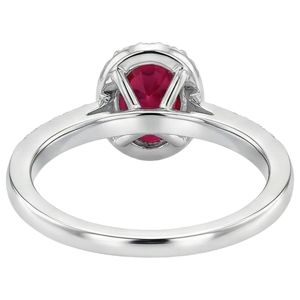 Solitaire With Accent 3.85 Carats Ruby And Natural Earth Mined Diamond ( Not Lab Grown )s Ring 14K WG