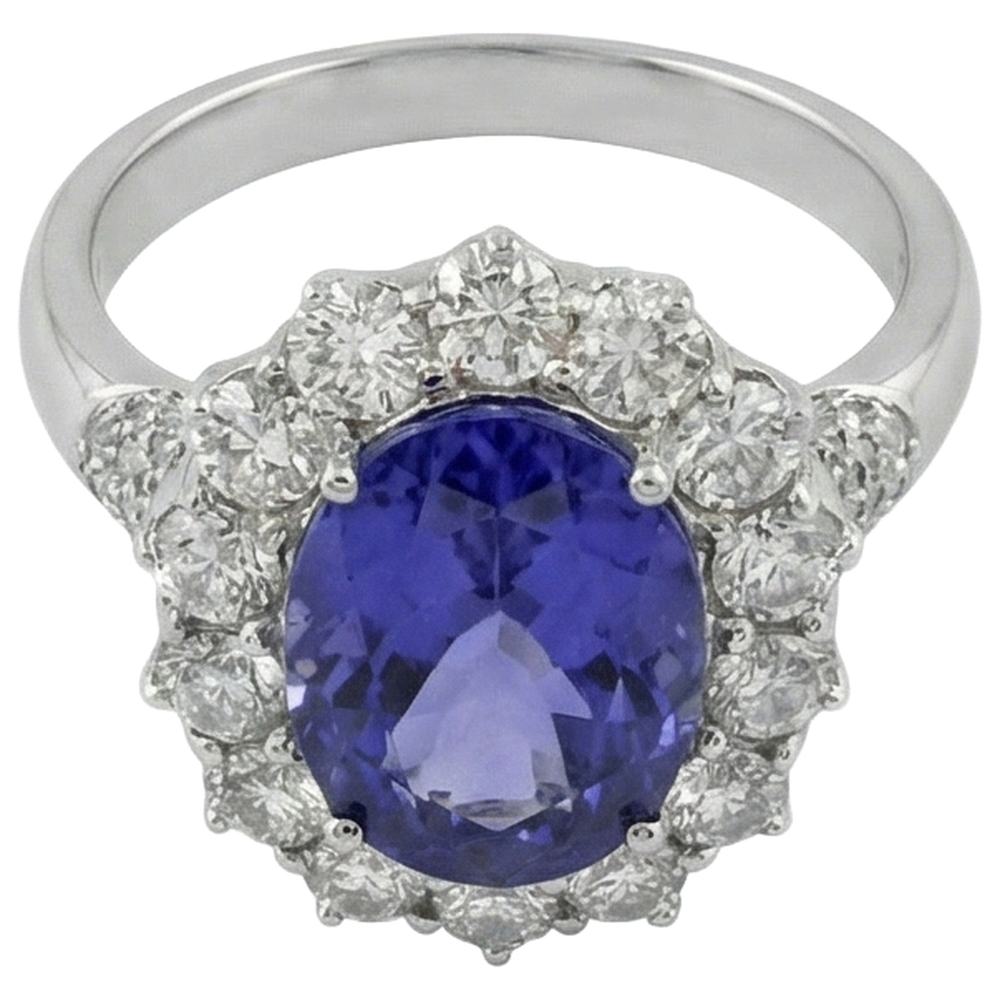 natural round tanzanite 7.25ct ring side angle