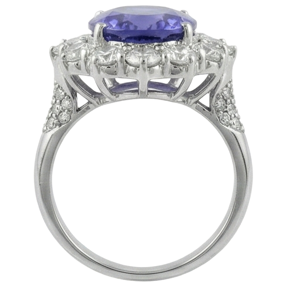 natural round tanzanite 7.25ct ring top view