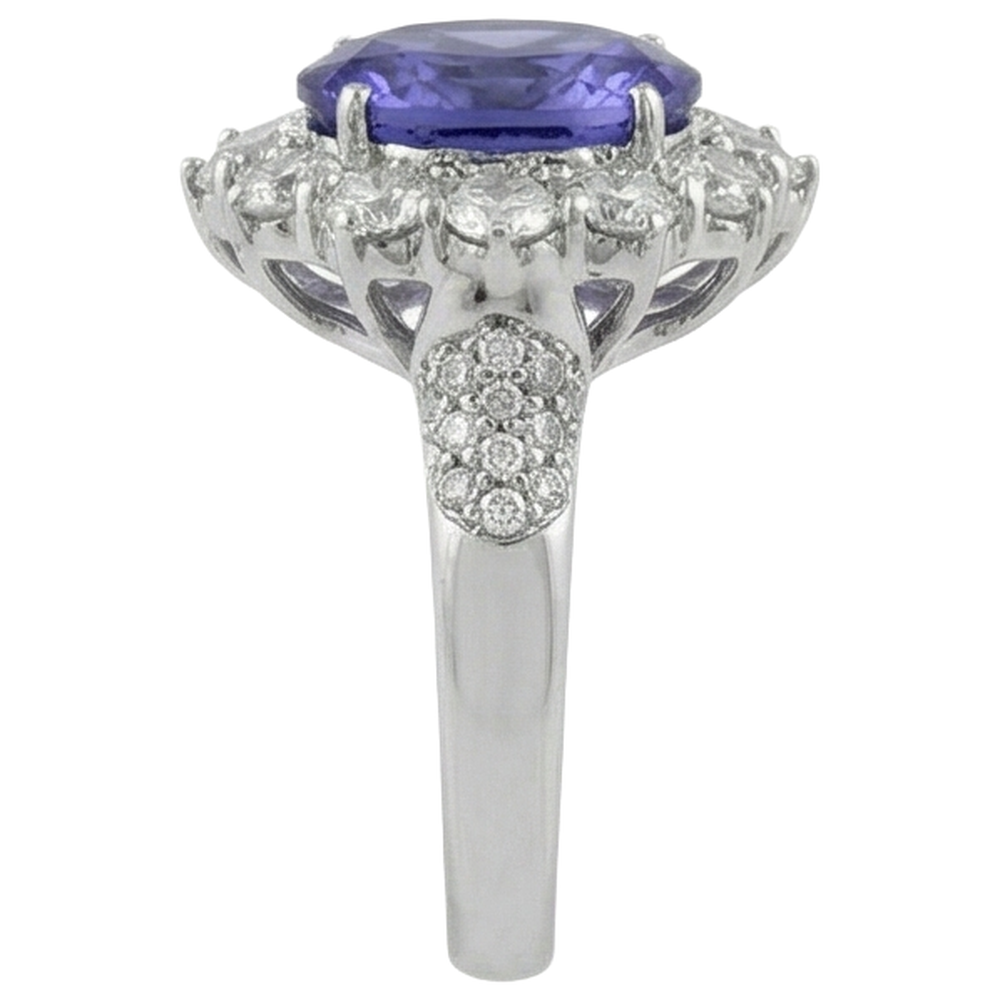 natural round tanzanite 7.25ct ring profile view