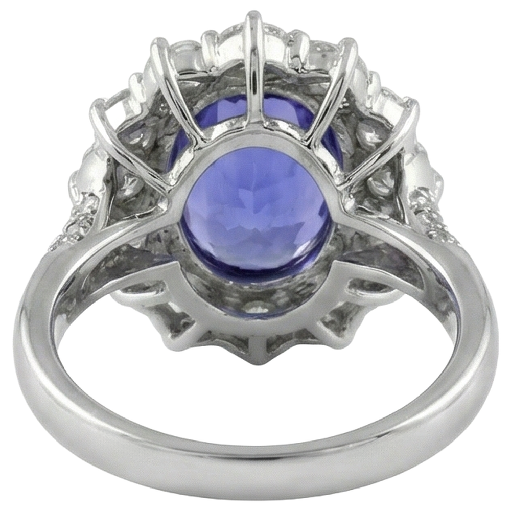 natural round tanzanite 7.25ct ring with diamond accents