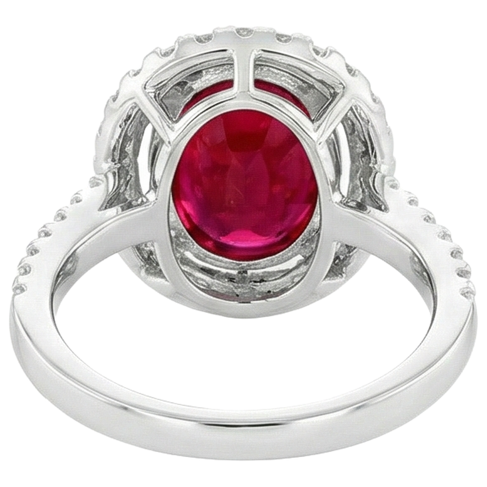 Solitaire With Accent 7 Ct. Ruby And Natural Earth Mined Diamond ( Not Lab Grown )s Ring White Gold 14K