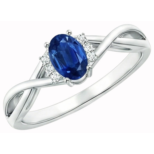 Solitaire With Accents 1.80 Ct Sri Lanka Blue Sapphire Natural Earth Mined Diamond ( Not Lab Grown ) s Ring