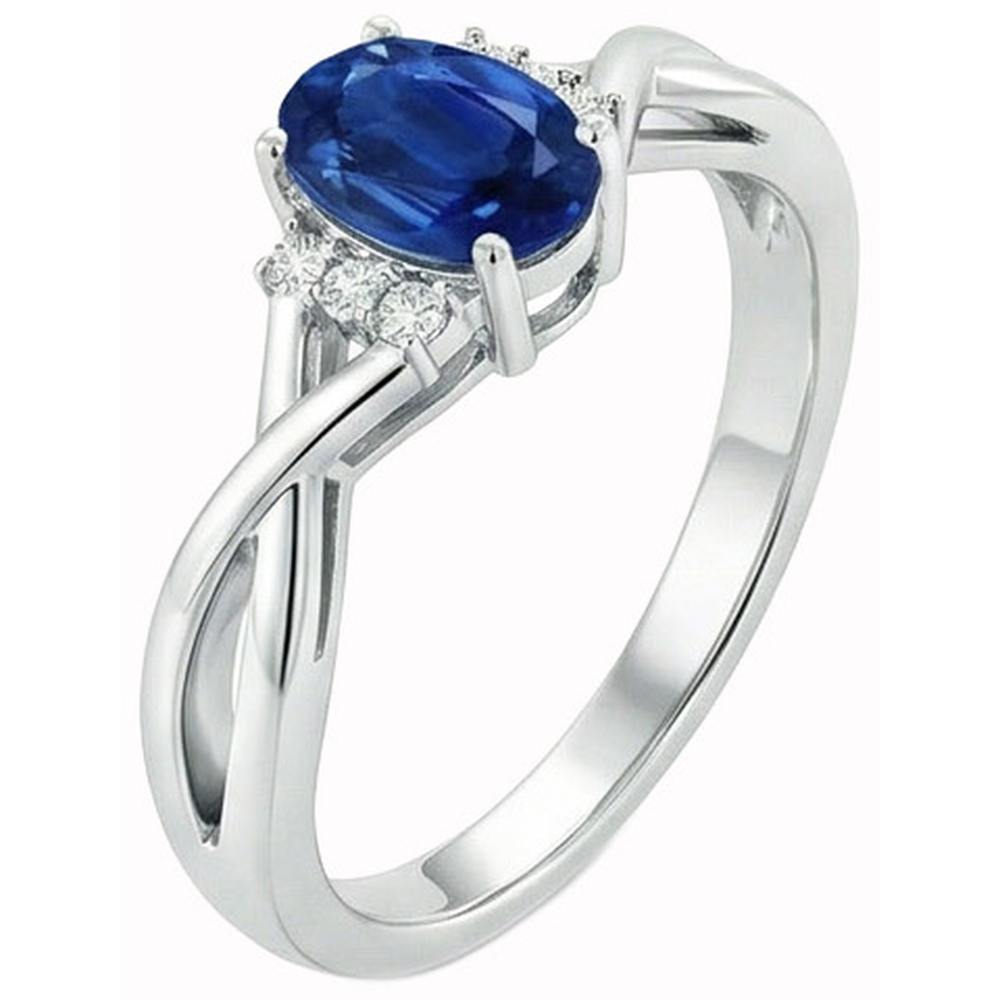 Solitaire With Accents 1.80 Ct Sri Lanka Blue Sapphire Natural Earth Mined Diamond ( Not Lab Grown ) s Ring