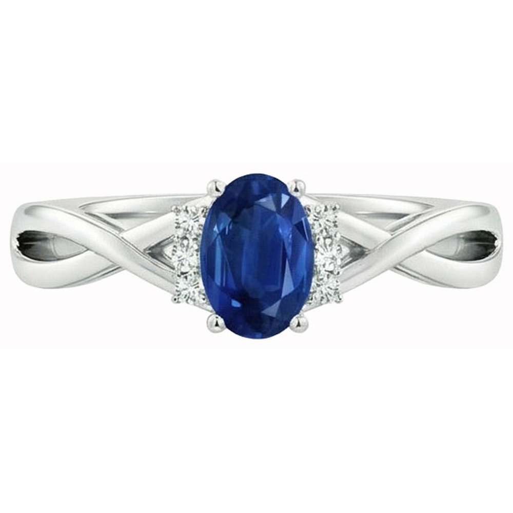 Solitaire With Accents 1.80 Ct Sri Lanka Blue Sapphire Natural Earth Mined Diamond ( Not Lab Grown ) s Ring