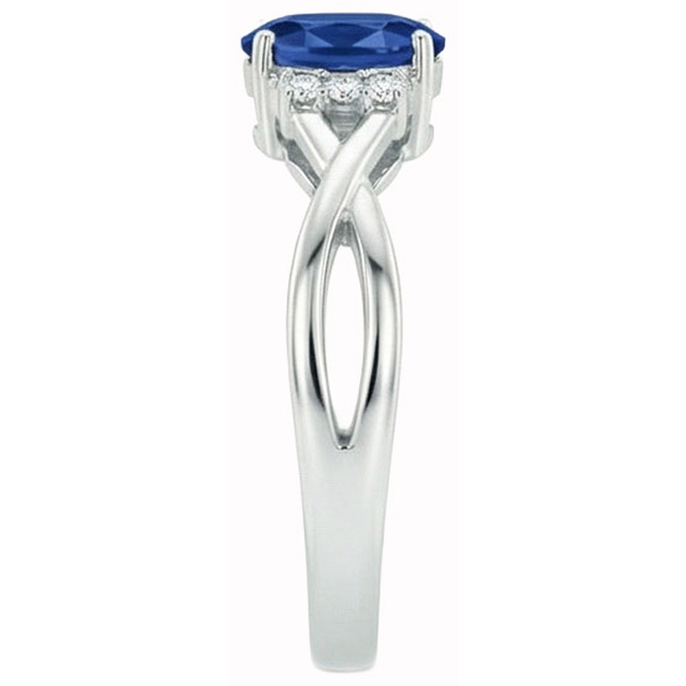 Solitaire With Accents 1.80 Ct Sri Lanka Blue Sapphire Natural Earth Mined Diamond ( Not Lab Grown ) s Ring