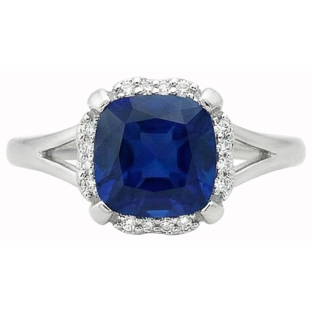 Solitaire With Accents 2.50 Ct Sri Lankan Sapphire And Natural Earth Mined Diamond ( Not Lab Grown ) s Ring