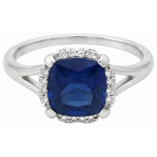 Solitaire With Accents 2.50 Ct Sri Lankan Sapphire And Natural Earth Mined Diamond ( Not Lab Grown ) s Ring