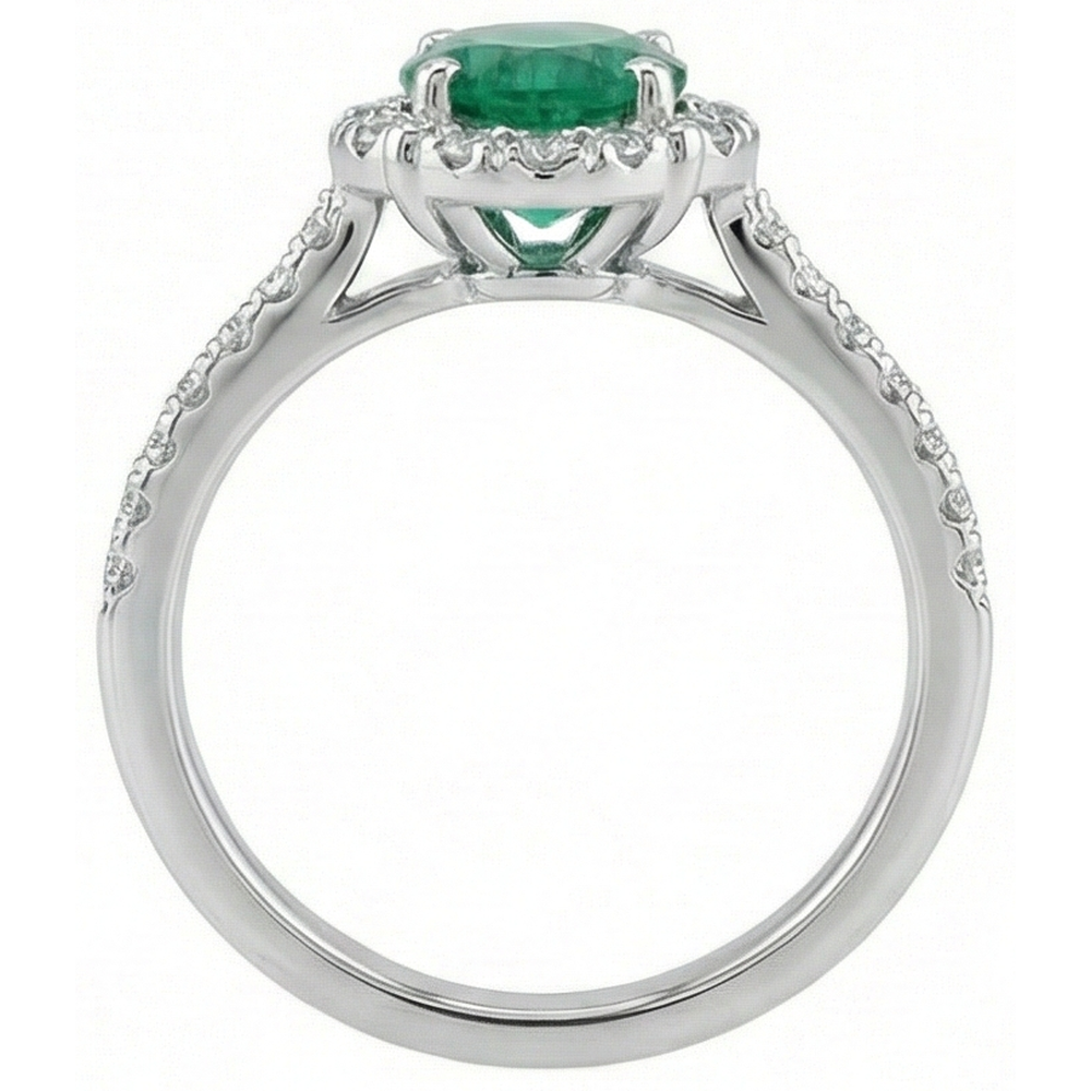 natural round emerald 3.40ct ring profile view