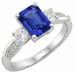 Natural Sapphire Ring 4.25ct - White Gold 14K